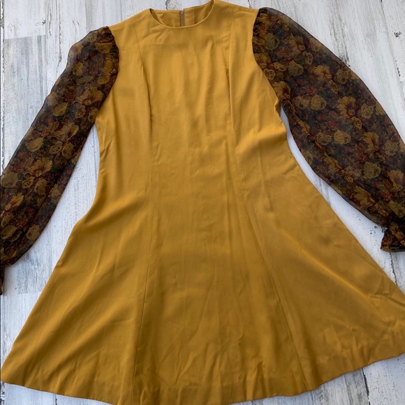 Vintage Dresses & Skirts - Vintage 60s 70s Mod Floral Mini Dress Sheer Sleeve